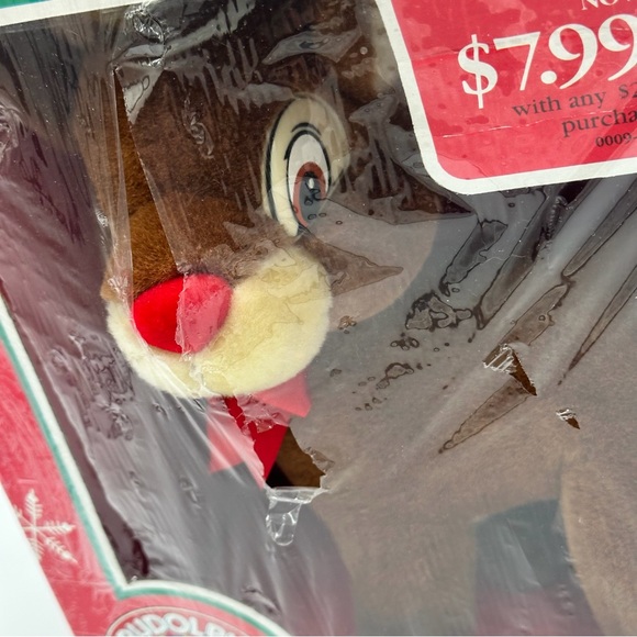 Applause Rudolph The Red Nosed Reindeer Plush Christmas 10in Damaged Box Vintage - Picture 2 of 11